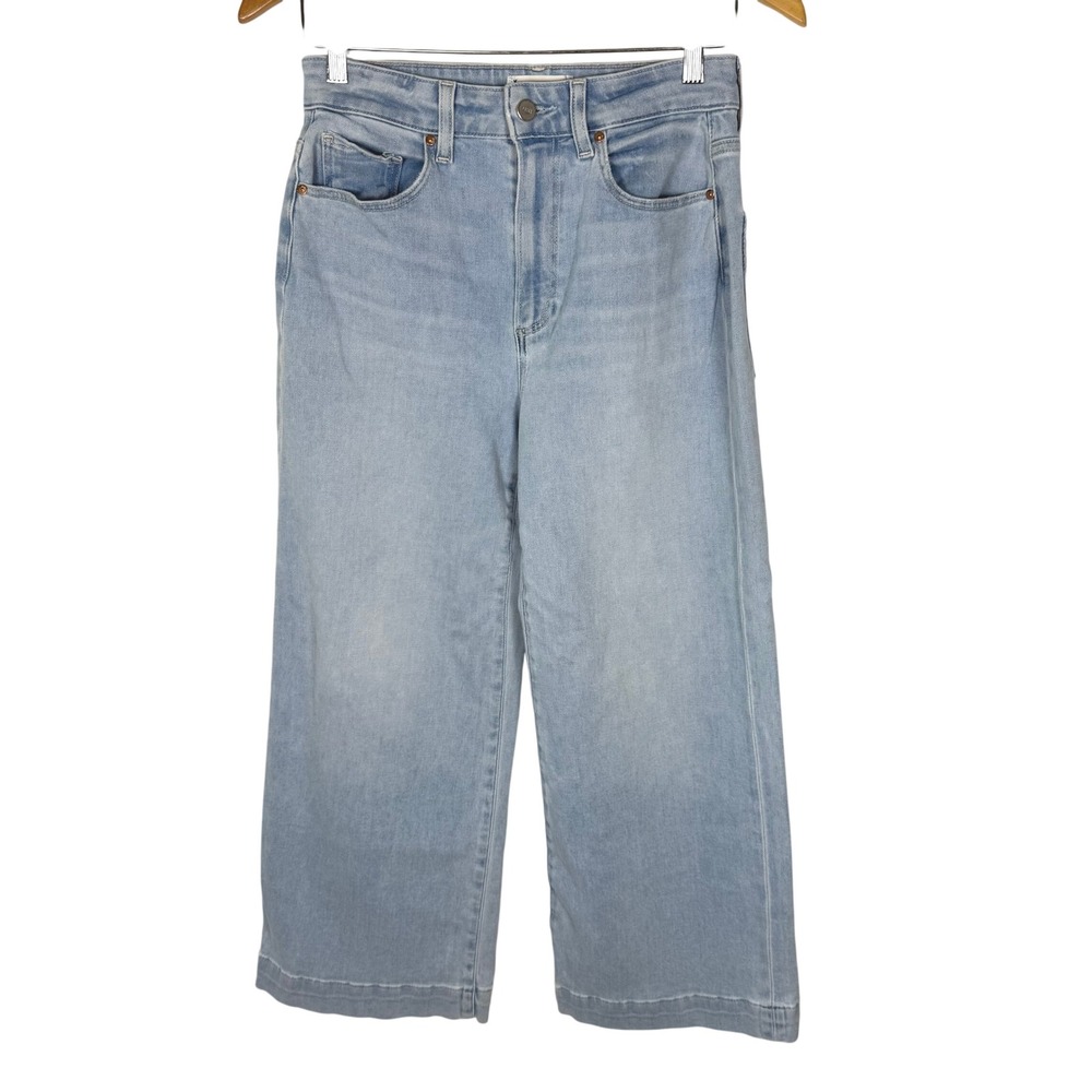 PAIGE Spotlight High Rise Crop Wide Leg Jeans Light Wash 28